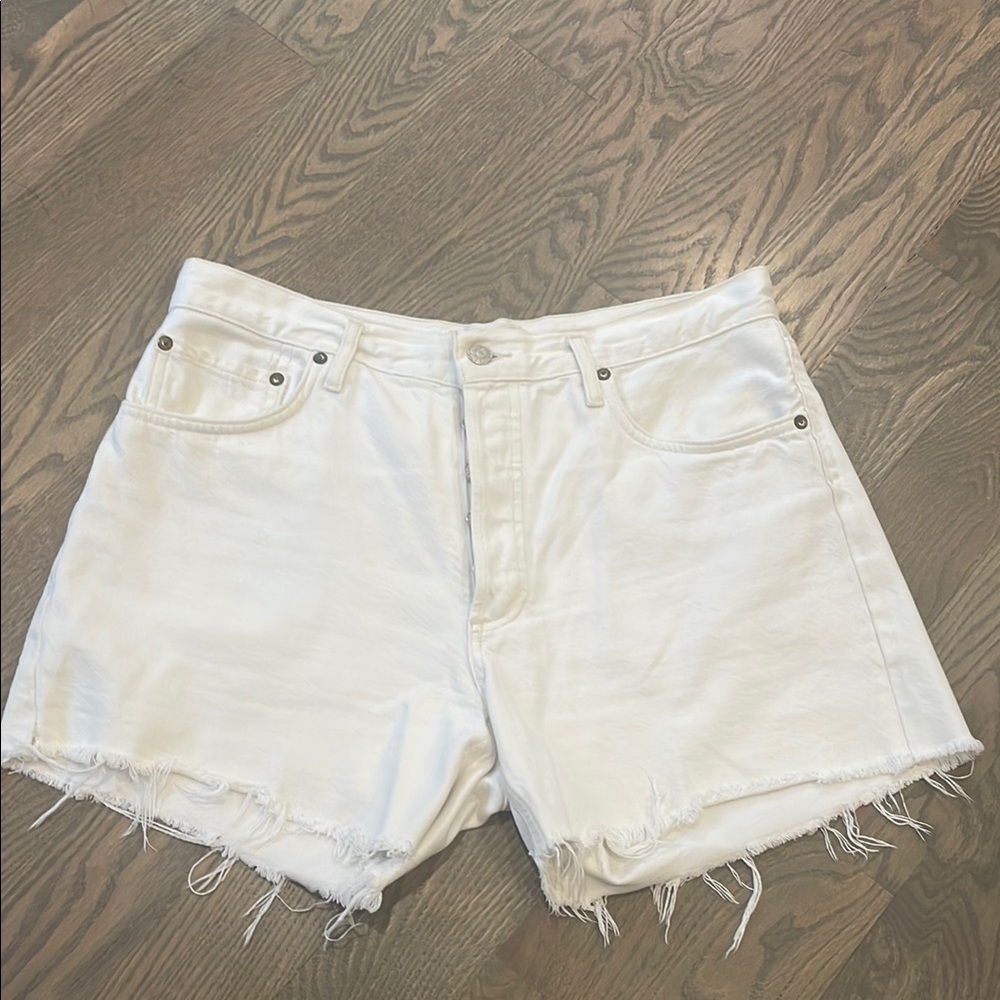 Agolde White Parker Long Short - 29